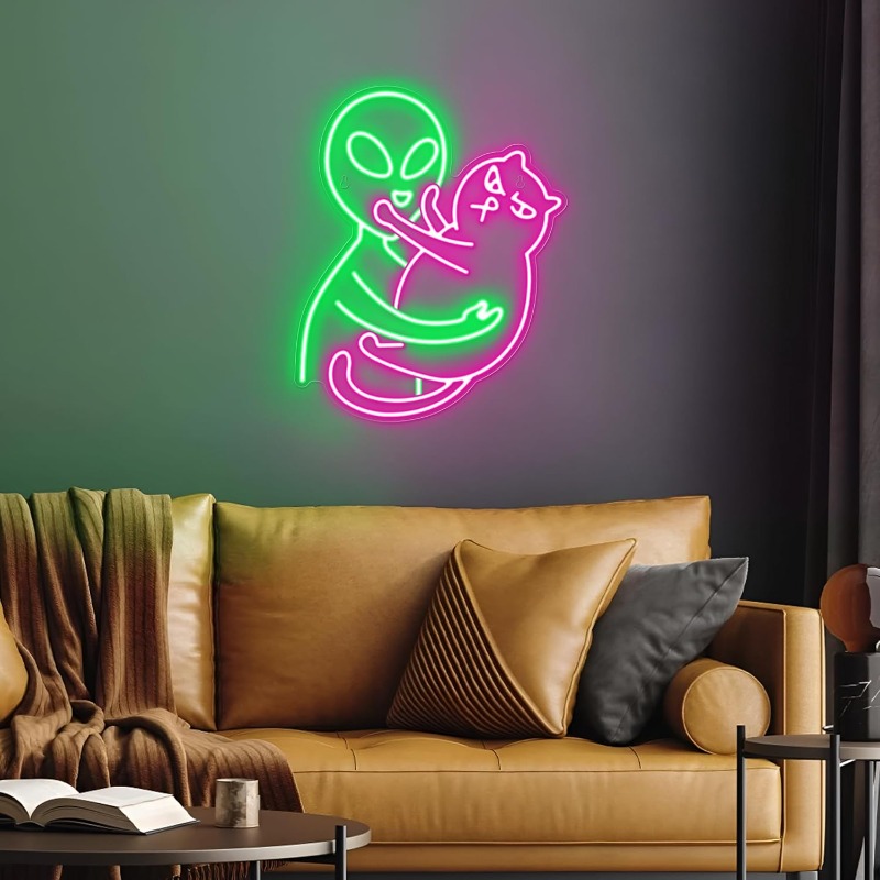 Alien Cat Neon Sign,Green Alie - огляд і ціна Party Games Best