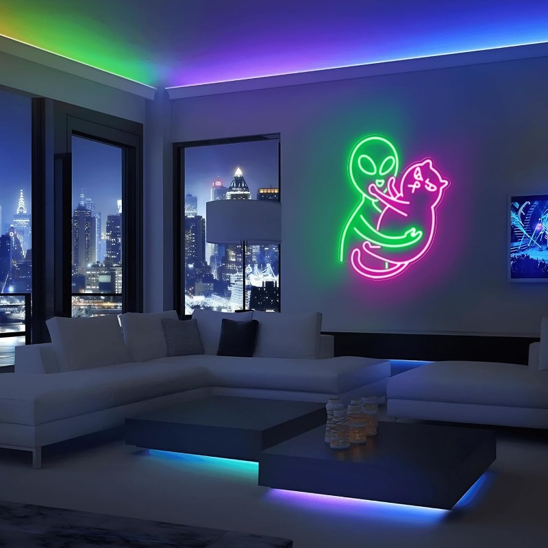 Alien Cat Neon Sign,Green Alie - огляд і ціна Party Games Best